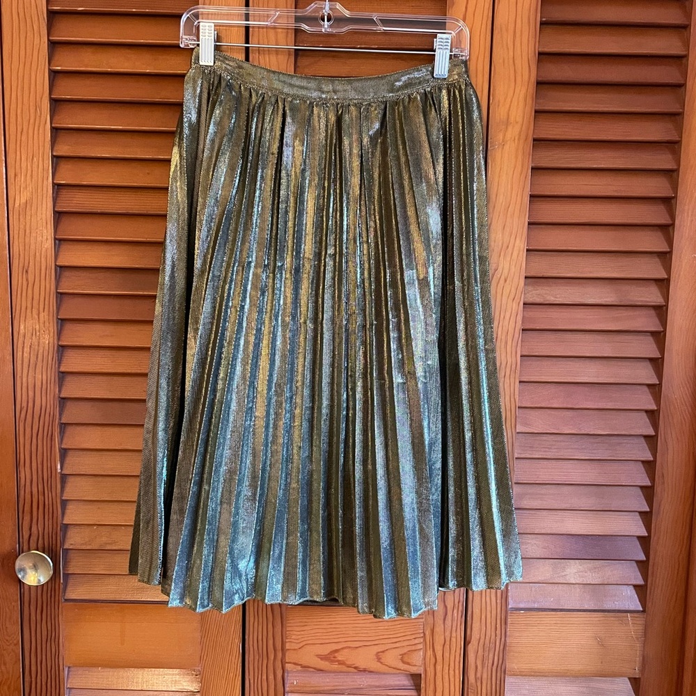 Gold Metallic Midi Skirt